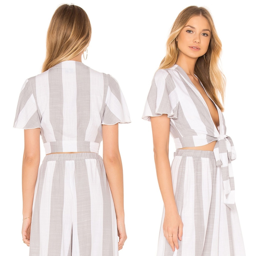 Arie Tie Crop	Grey in Bengal Stripe Flux NWT